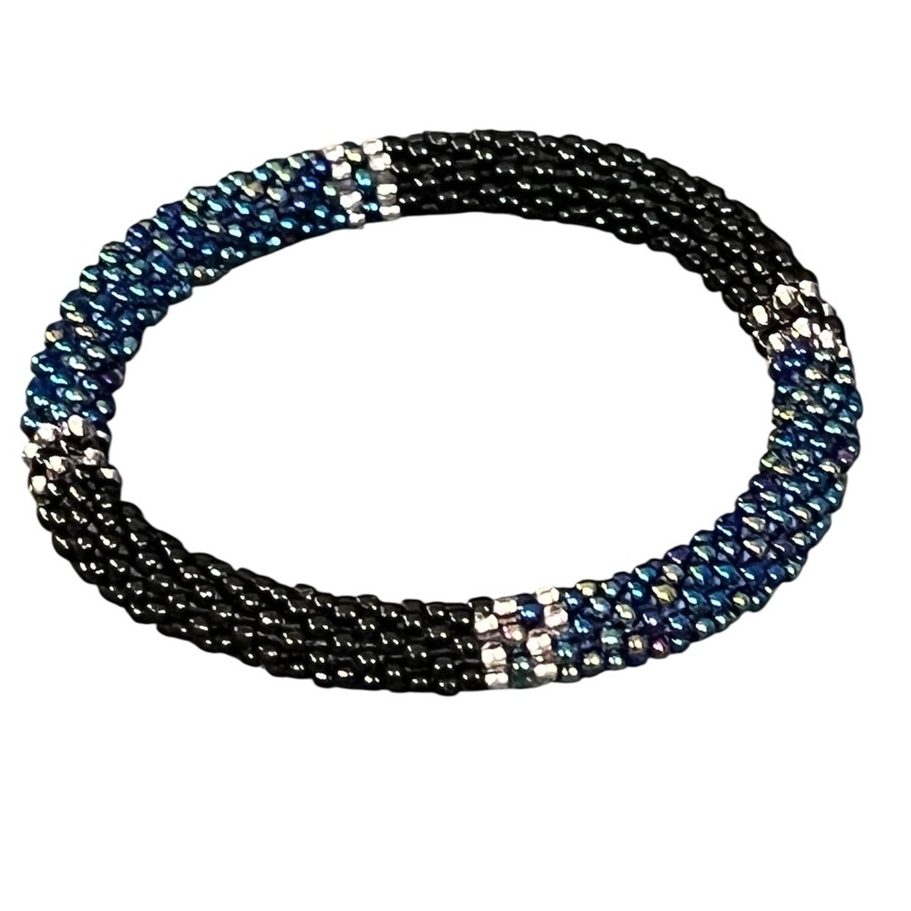 Sashka Handcrafted Going Out Black and Blue Beaded Bracelet | Boho | Stackable